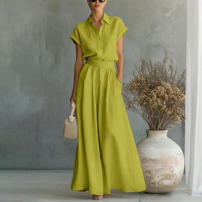 Rochelle  - Matching Linen Wide Leg Pant Set 