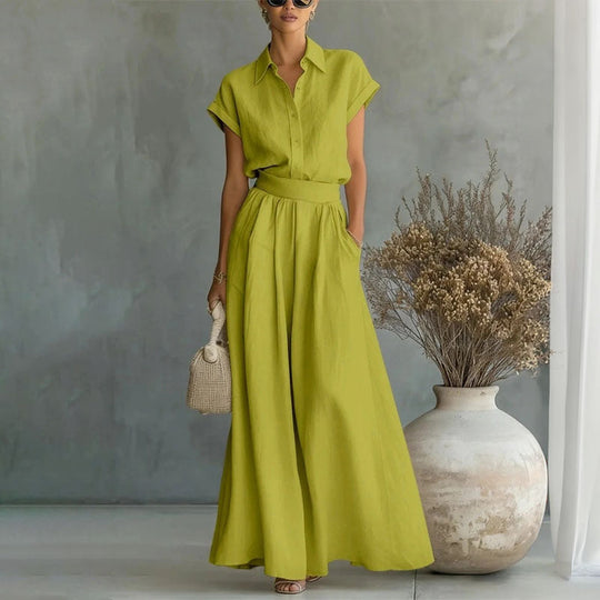 Rochelle  - Matching Linen Wide Leg Pant Set 