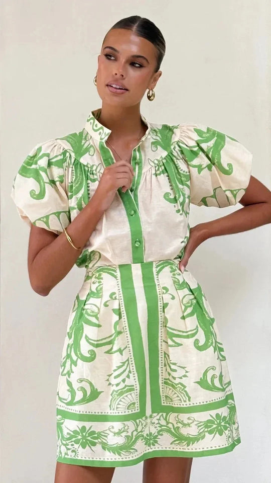 Roxanne  - Short Sleeve Floral Mini Dress Resort Vacations