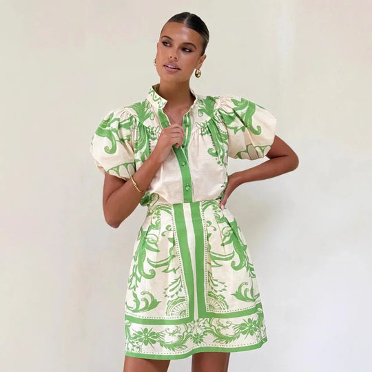 Roxanne  - Short Sleeve Floral Mini Dress Resort Vacations