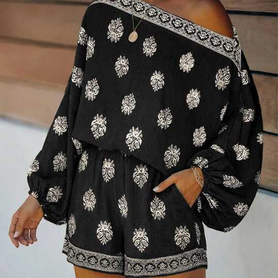 Sally  - Off-Shoulder Shorts Set 