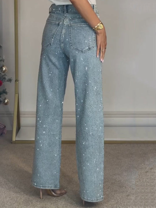 women glitter jeans in blue for casual outings 2
