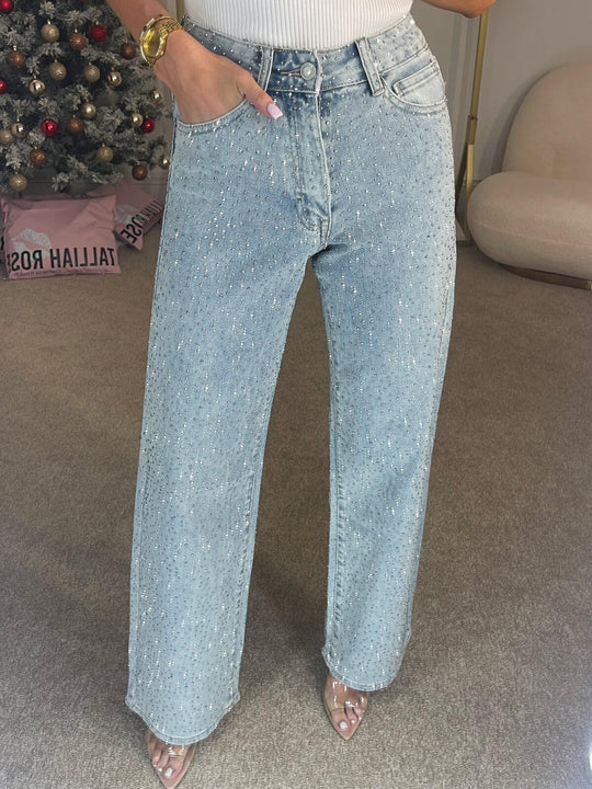 women glitter jeans in blue for casual outings 3