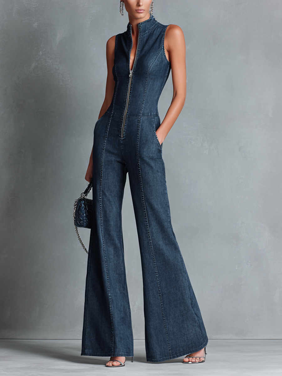 Shawna  - Sleeveless Flared Jumpsuit Evening Parties