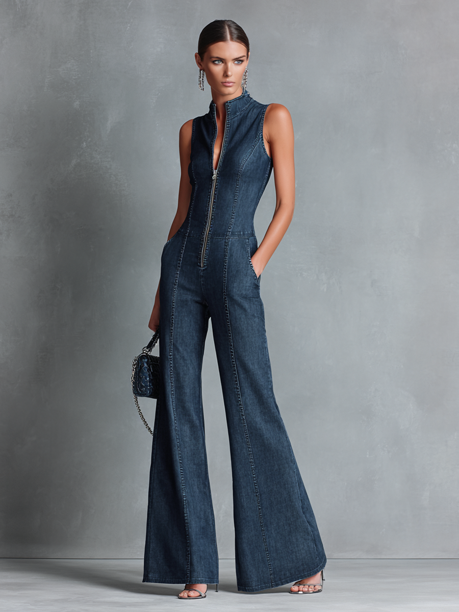 Shawna  - Sleeveless Flared Jumpsuit Evening Parties