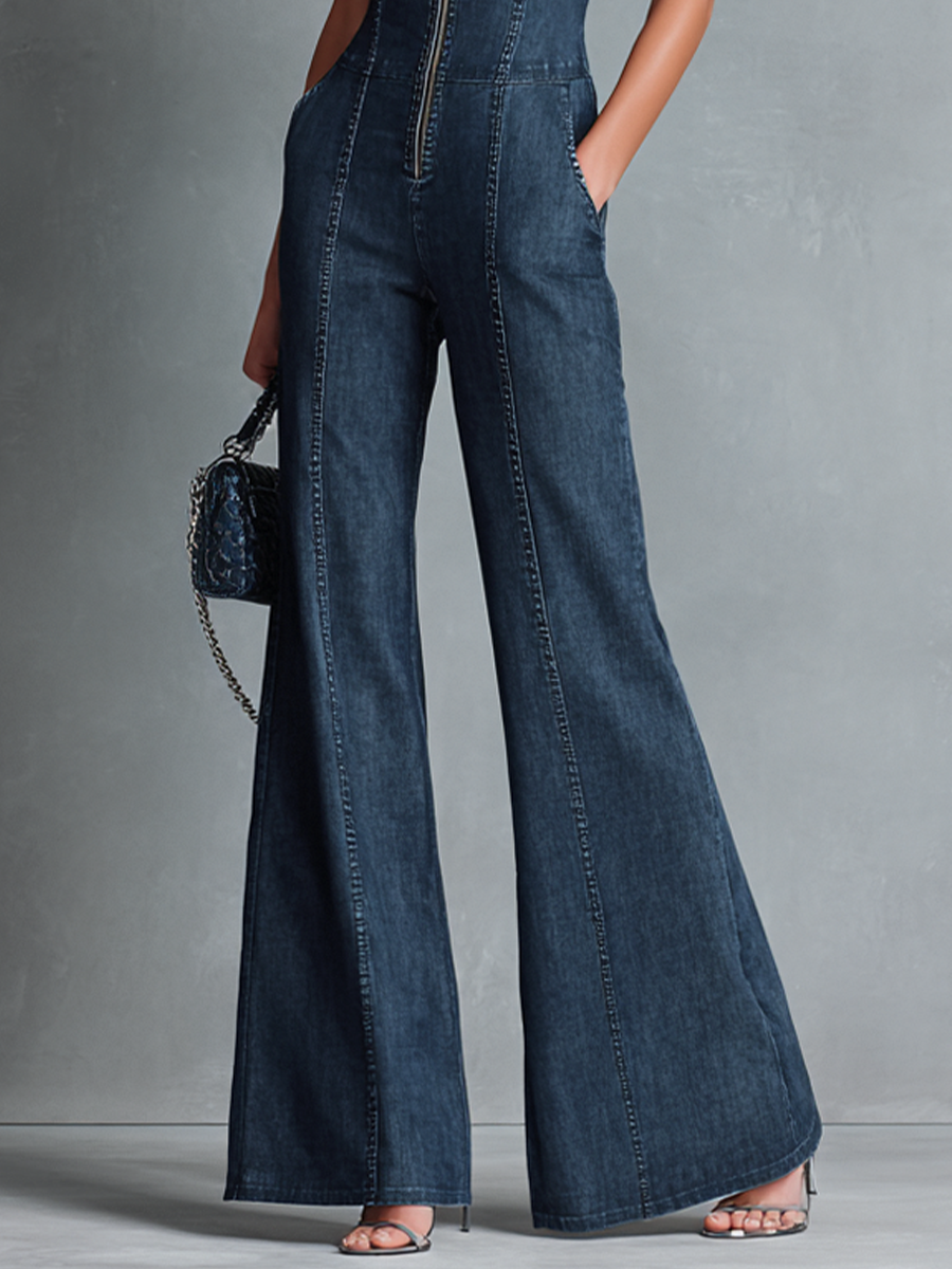 Shawna  - Sleeveless Flared Jumpsuit Evening Parties