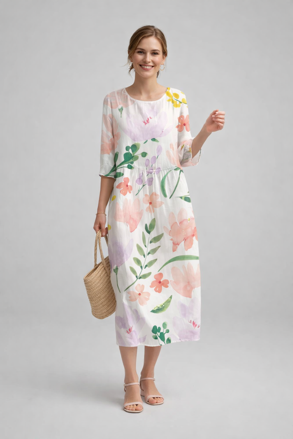 Shelia  - Floral Print Midi Dress
