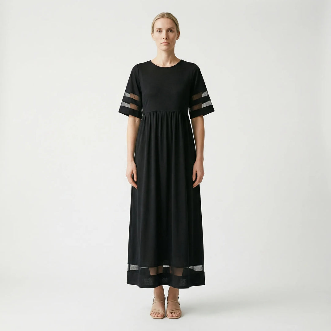 Sonja  - Relaxed Fit Sheer-Panel Maxi Dress