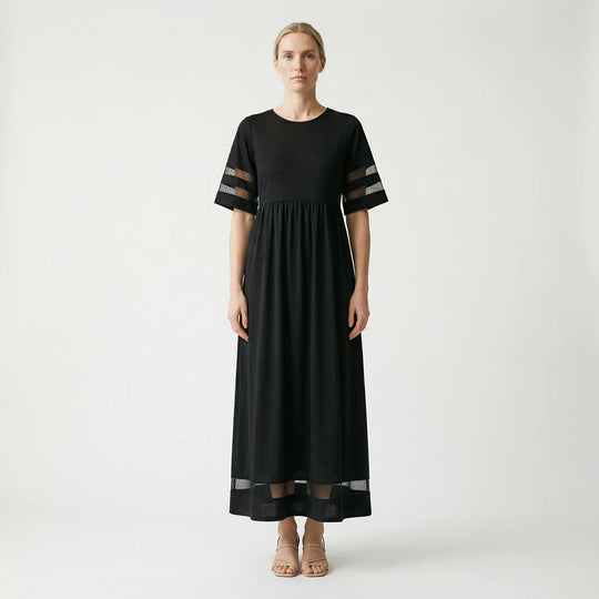 Sonja  - Relaxed Fit Sheer-Panel Maxi Dress