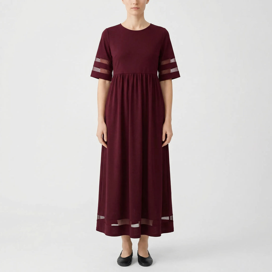 Sonja  - Relaxed Fit Sheer-Panel Maxi Dress