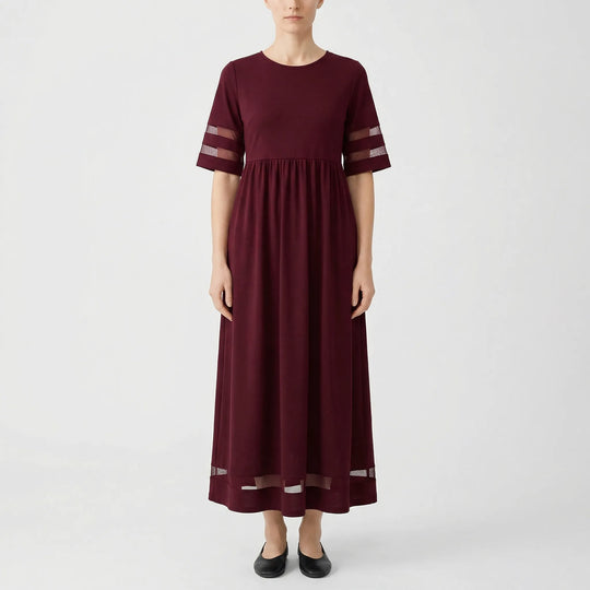 Sonja  - Relaxed Fit Sheer-Panel Maxi Dress