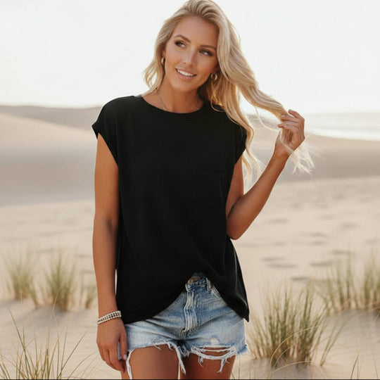 women cotton t-shirt in solid color for casual wear 1