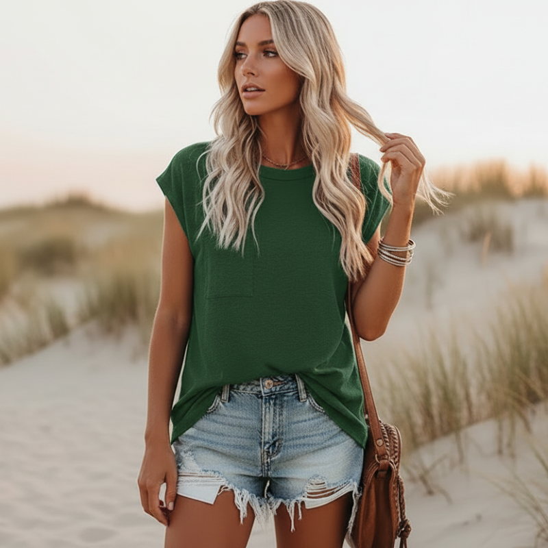 women cotton t-shirt in solid color for casual wear 10