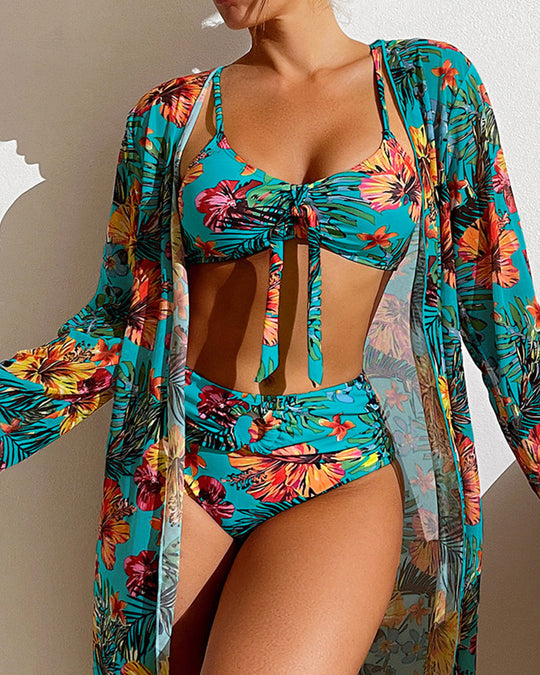 Stacey  - Three Piece Floral Bikini Set 