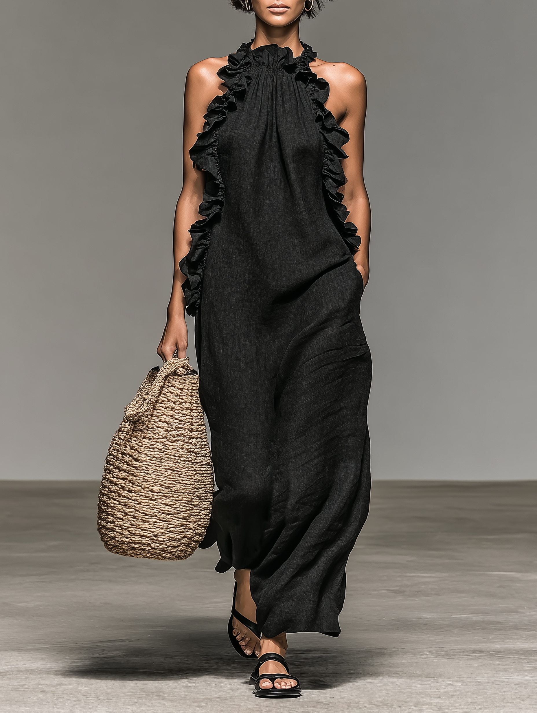 Sue  - Sleeveless Ruffle Maxi Dress 