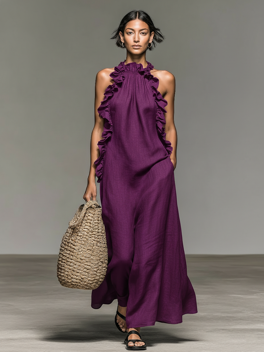 Sue  - Sleeveless Ruffle Maxi Dress 