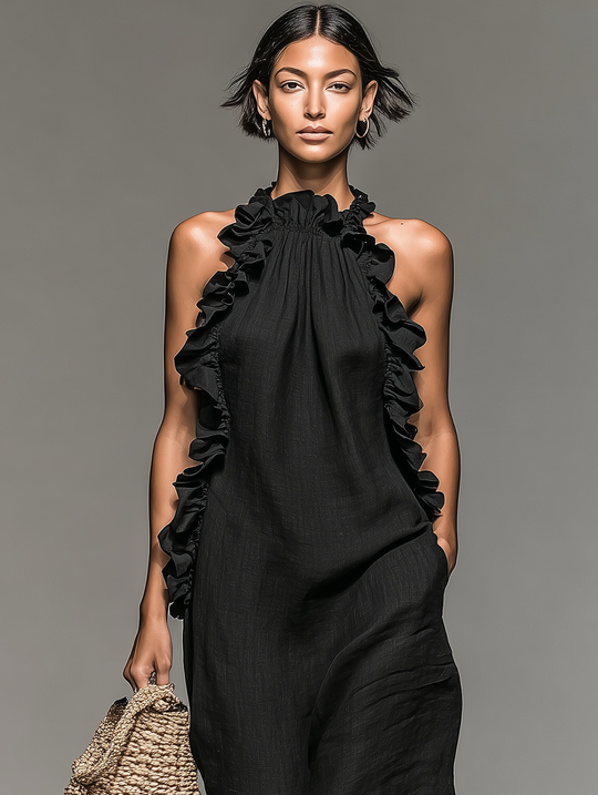 Sue  - Sleeveless Ruffle Maxi Dress 