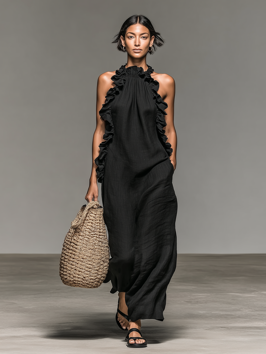 Sue  - Sleeveless Ruffle Maxi Dress 