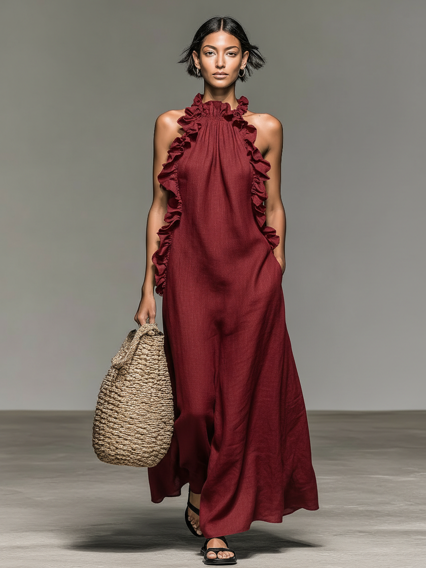 Sue  - Sleeveless Ruffle Maxi Dress 