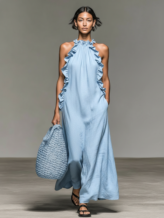 Sue  - Sleeveless Ruffle Maxi Dress 