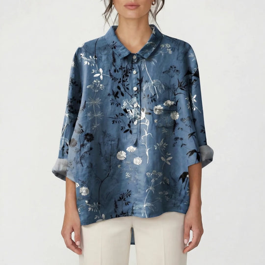 Tammy  - Long Sleeve Floral Button-Down Blouse