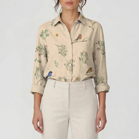 Tammy  - Long Sleeve Floral Button-Down Blouse