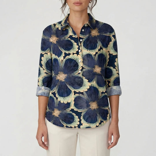 Tammy  - Long Sleeve Floral Button-Down Blouse