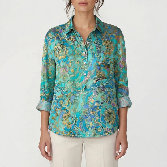 Tammy  - Long Sleeve Floral Button-Down Blouse