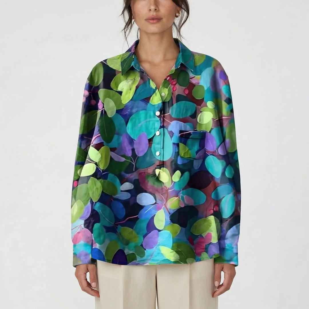 Tammy  - Long Sleeve Floral Button-Down Blouse