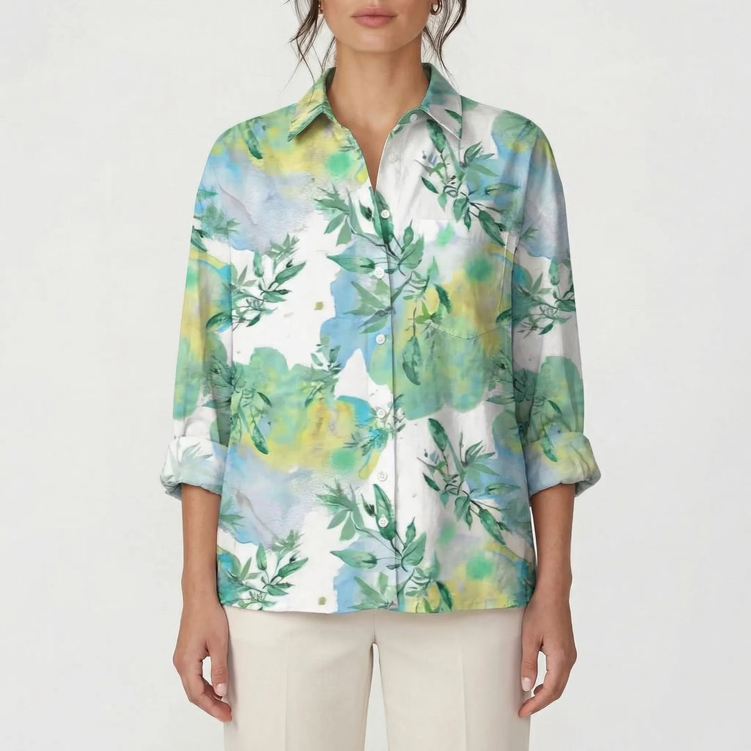 Tammy  - Long Sleeve Floral Button-Down Blouse