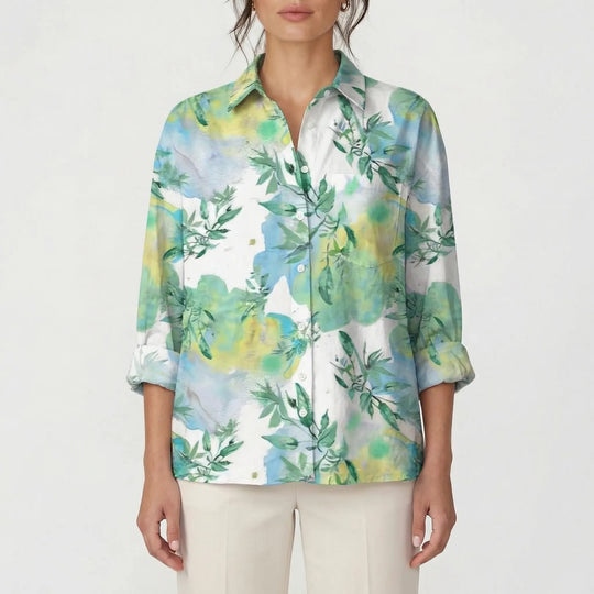 Tammy  - Long Sleeve Floral Button-Down Blouse