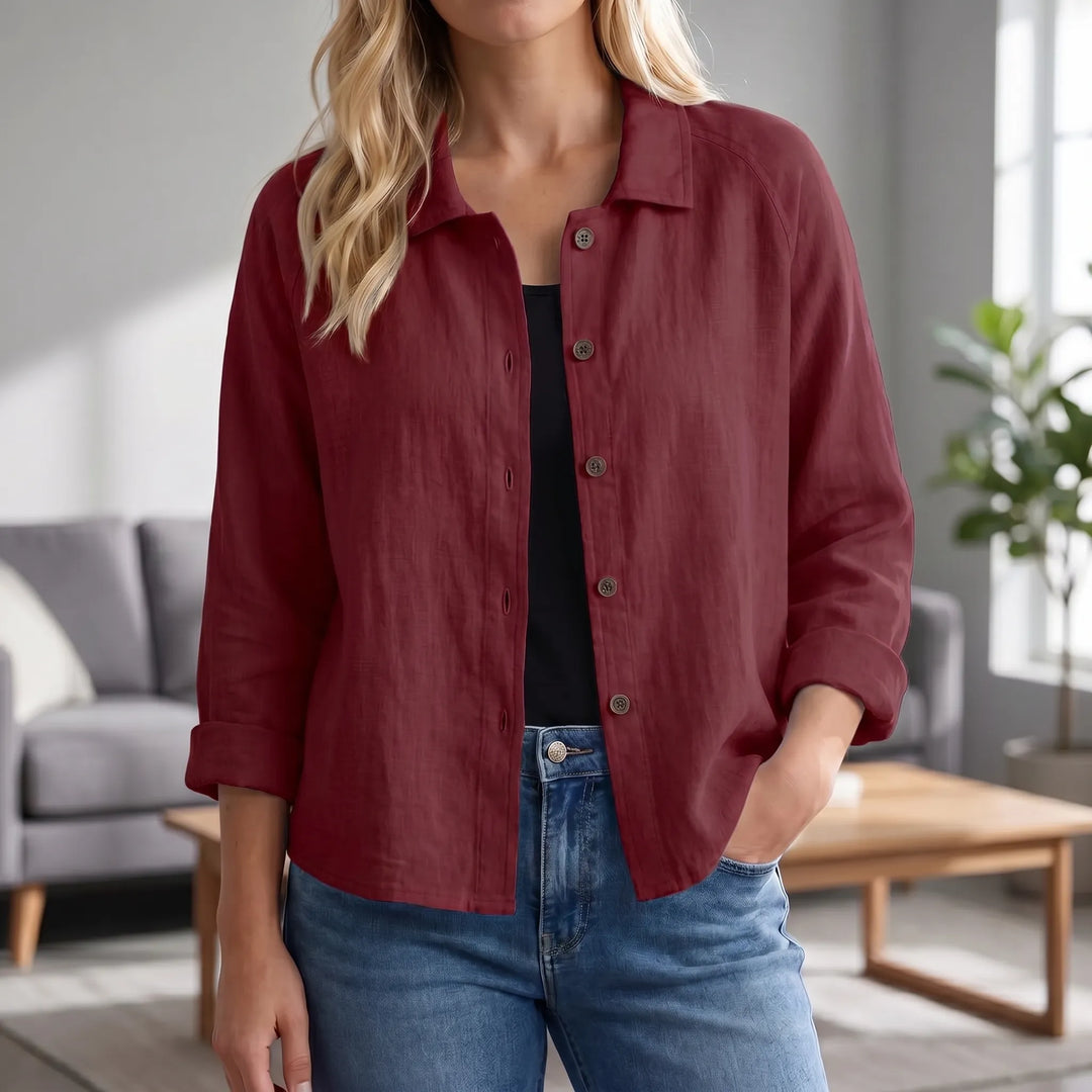 Tammy  - Relaxed Button-Front Collared Top