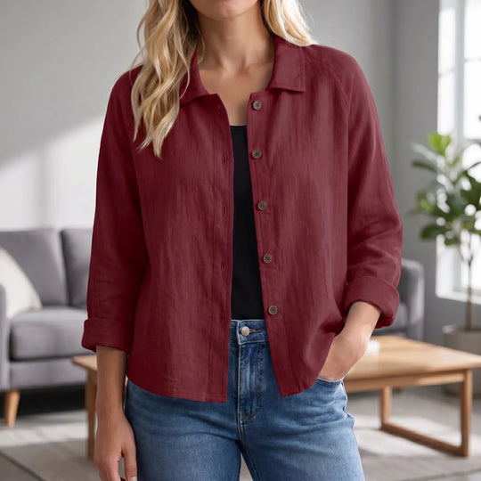 Tammy  - Relaxed Button-Front Collared Top