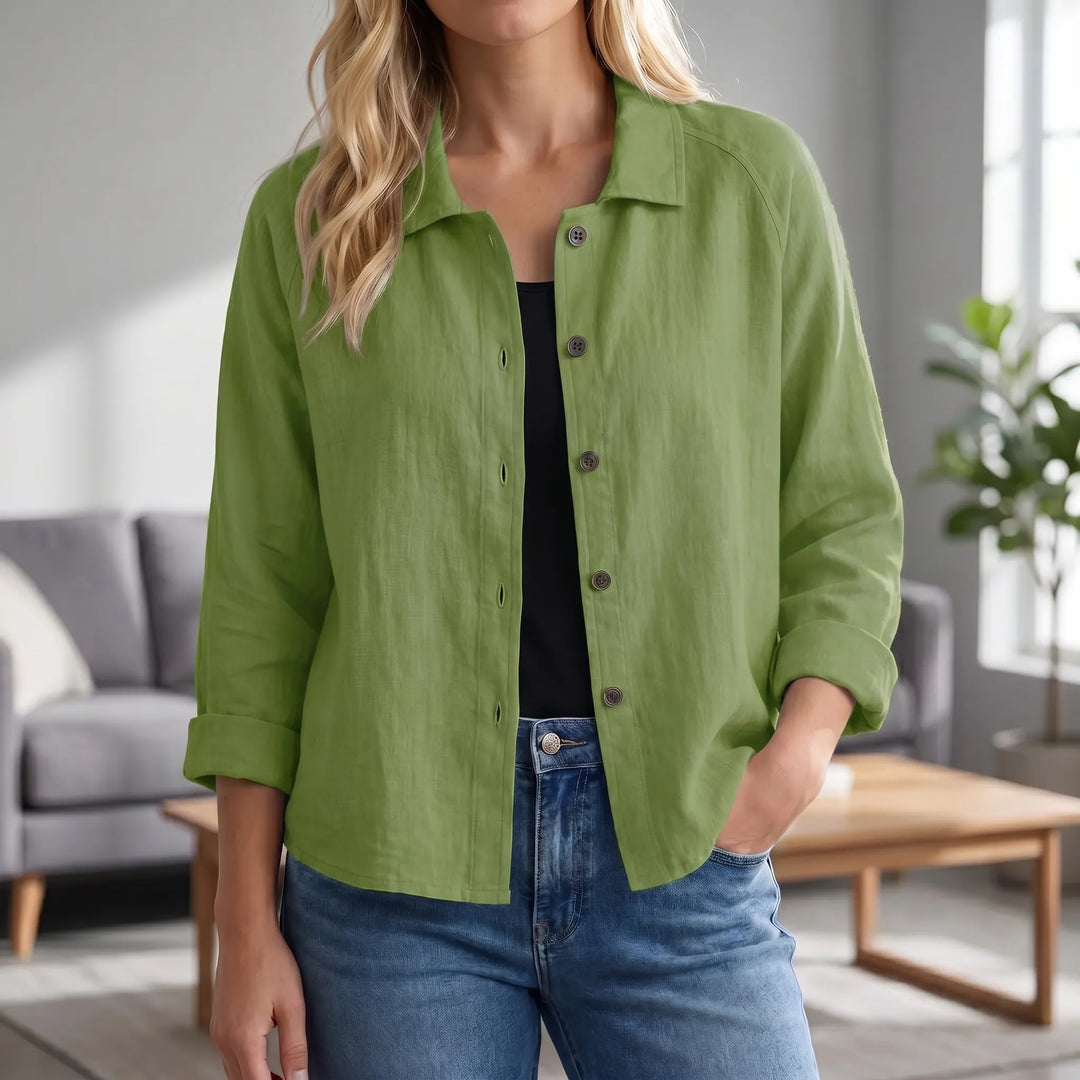 Tammy  - Relaxed Button-Front Collared Top