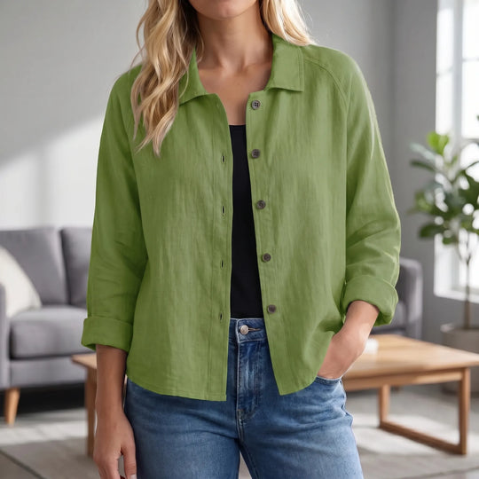 Tammy  - Relaxed Button-Front Collared Top