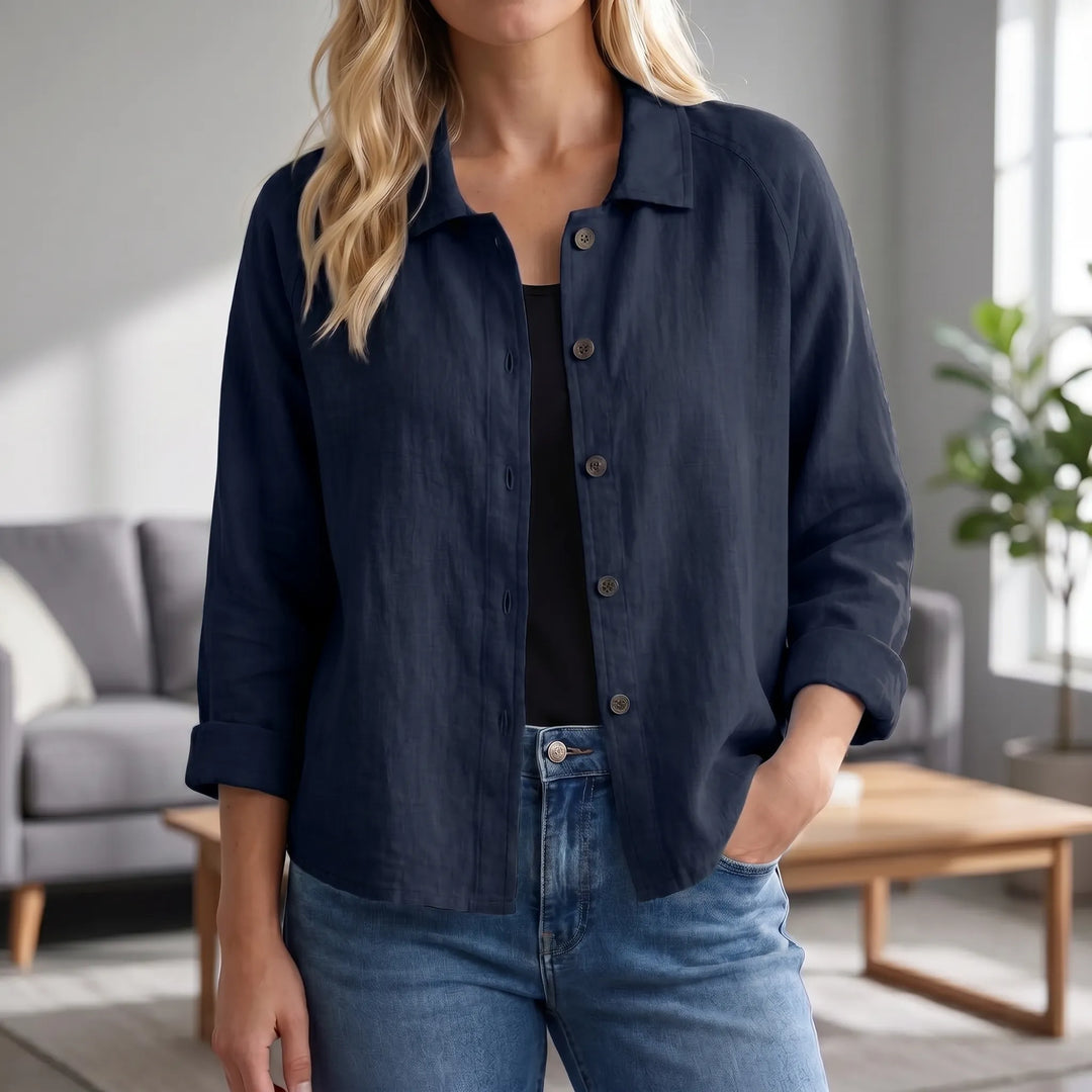 Tammy  - Relaxed Button-Front Collared Top