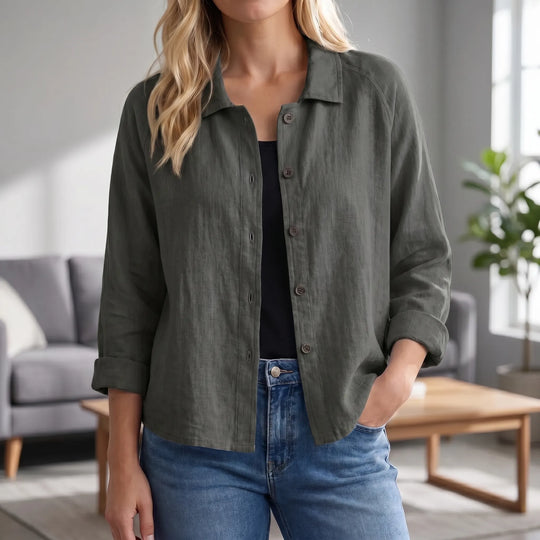 Tammy  - Relaxed Button-Front Collared Top