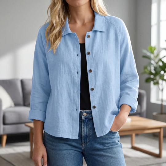 Tammy  - Relaxed Button-Front Collared Top