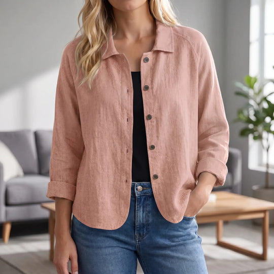 Tammy  - Relaxed Button-Front Collared Top