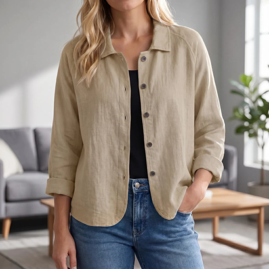 Tammy  - Relaxed Button-Front Collared Top