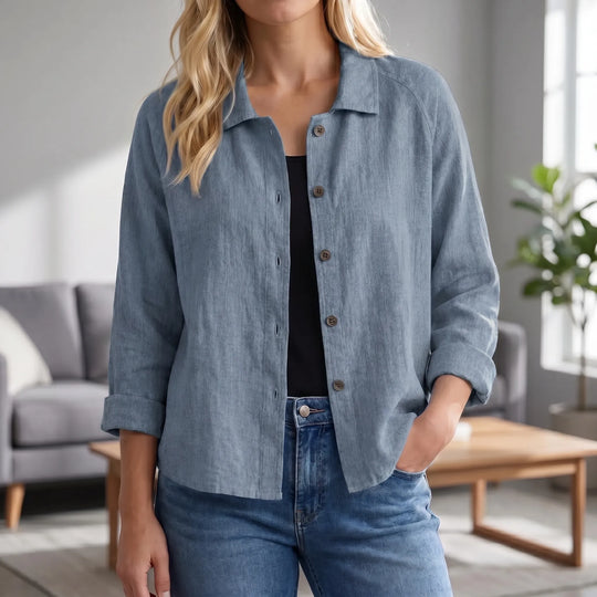 Tammy  - Relaxed Button-Front Collared Top
