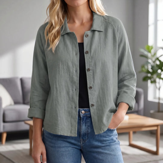 Tammy  - Relaxed Button-Front Collared Top