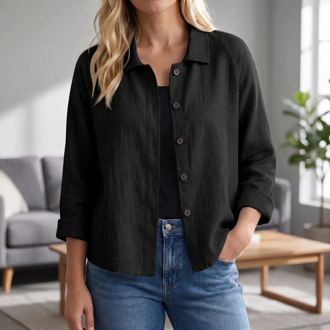 Tammy  - Relaxed Button-Front Collared Top