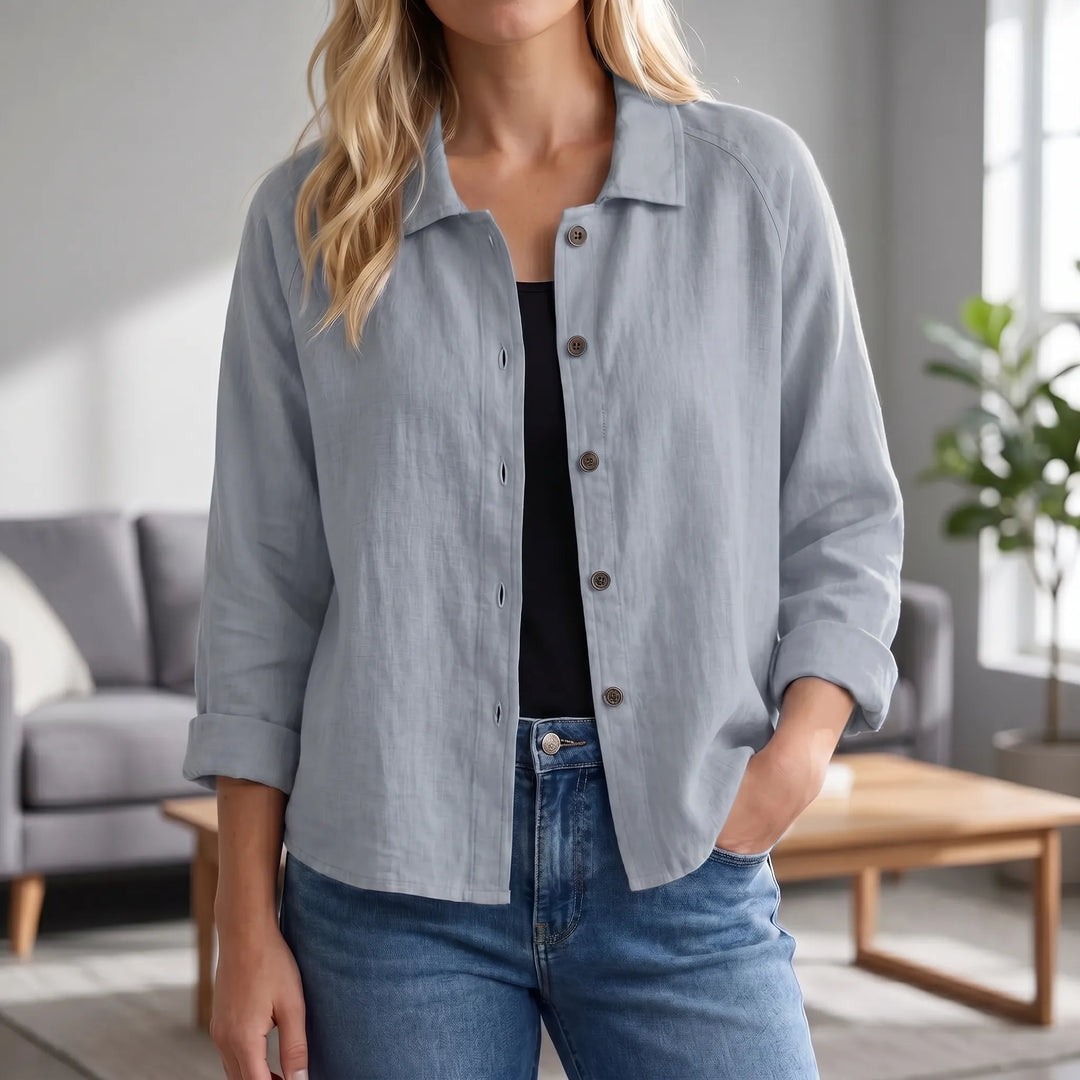 Tammy  - Relaxed Button-Front Collared Top