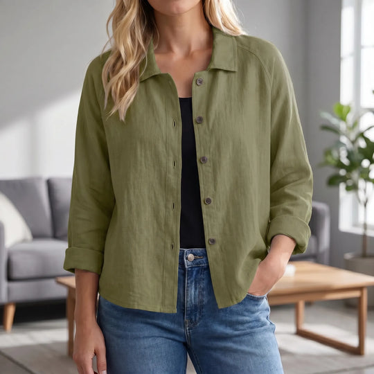 Tammy  - Relaxed Button-Front Collared Top