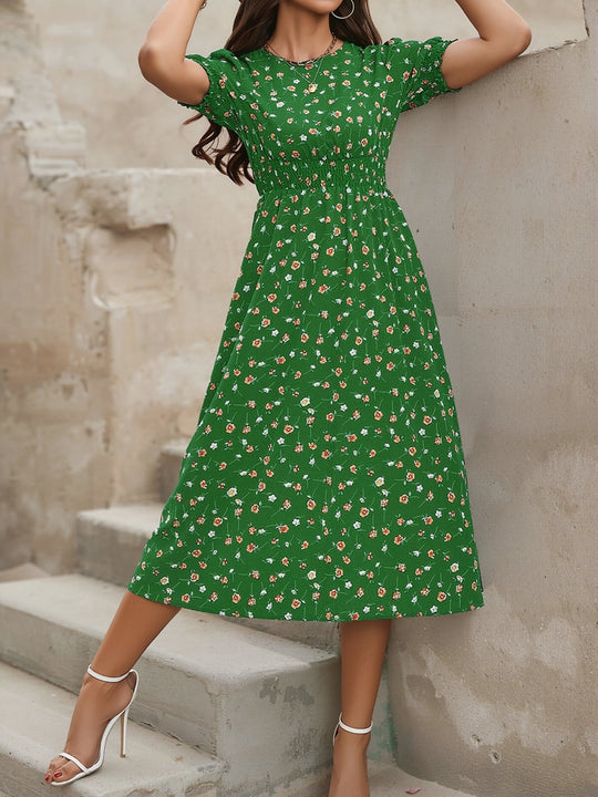 Terri  - Floral Midi Summer Dress Vacation Wear