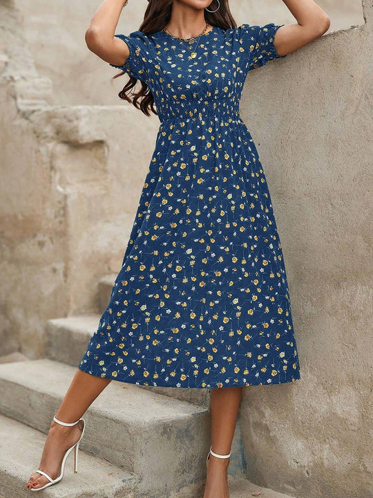 Terri  - Floral Midi Summer Dress Vacation Wear