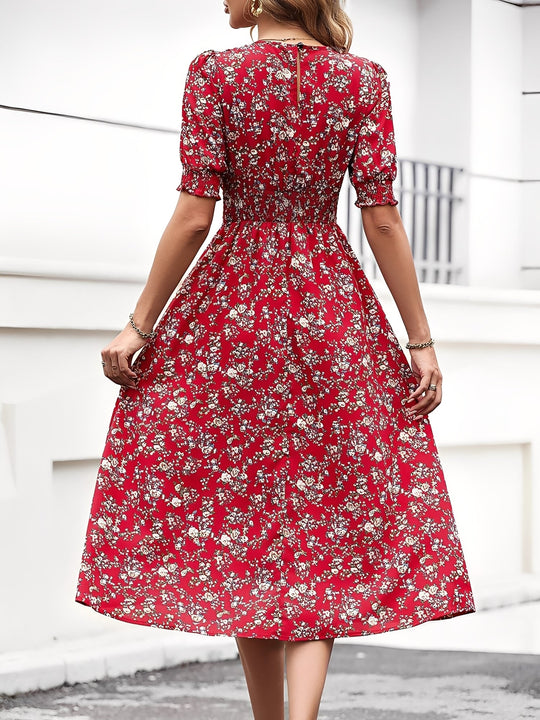 Terri  - Floral Midi Summer Dress Vacation Wear