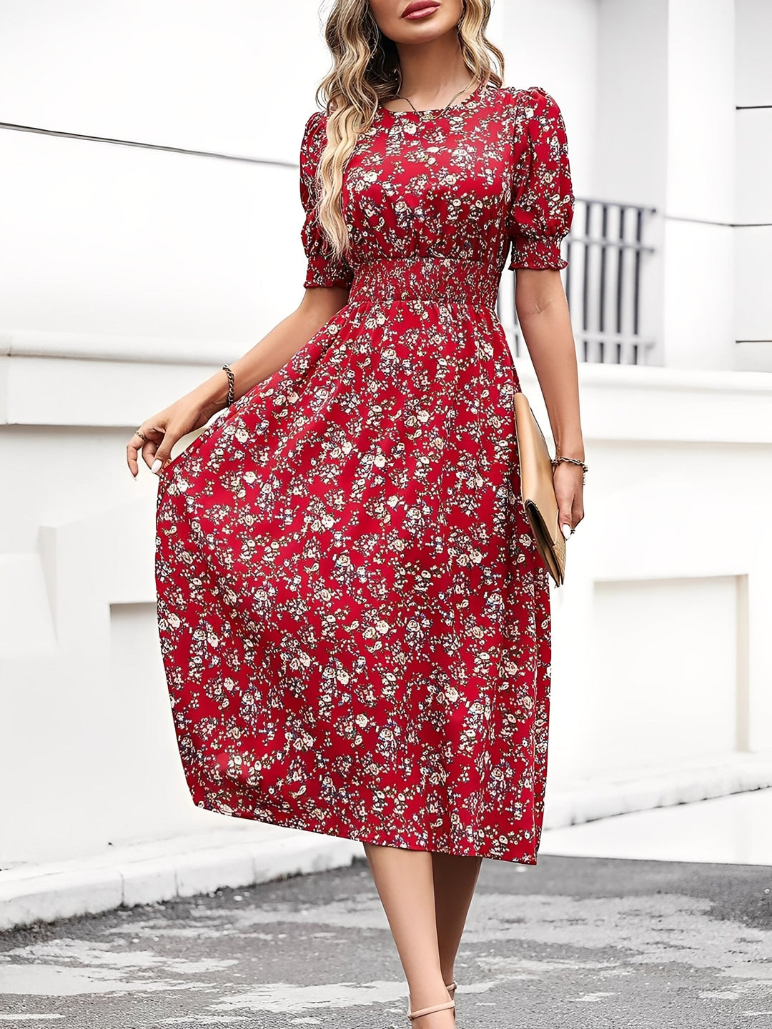 Terri  - Floral Midi Summer Dress Vacation Wear