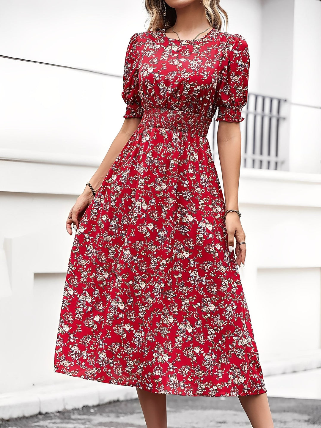 Terri  - Floral Midi Summer Dress Vacation Wear